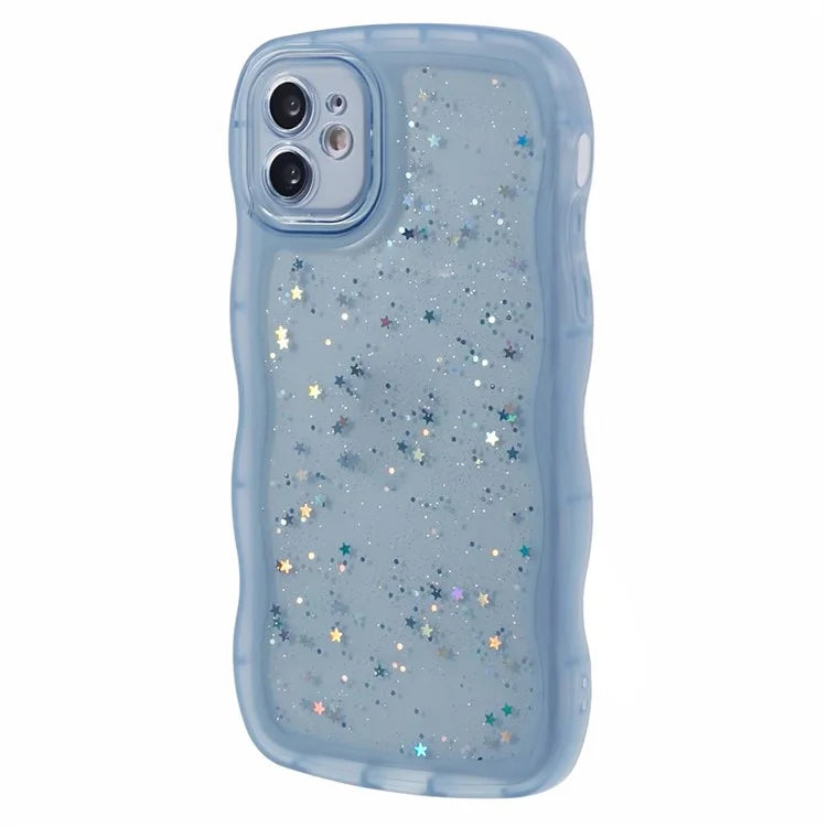 JTW Series for iPhone 12 Case Wavy Edge Star Sequins Epoxy Phone Cover