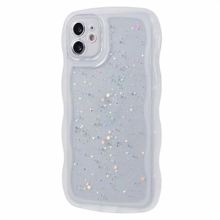 JTW Series for iPhone 12 Case Wavy Edge Star Sequins Epoxy Phone Cover