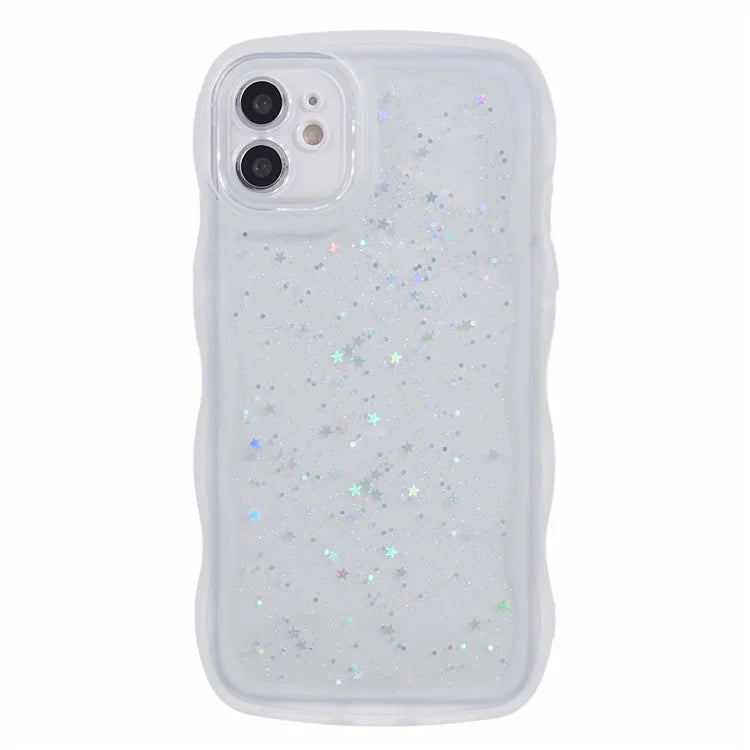 JTW Series for iPhone 12 Case Wavy Edge Star Sequins Epoxy Phone Cover