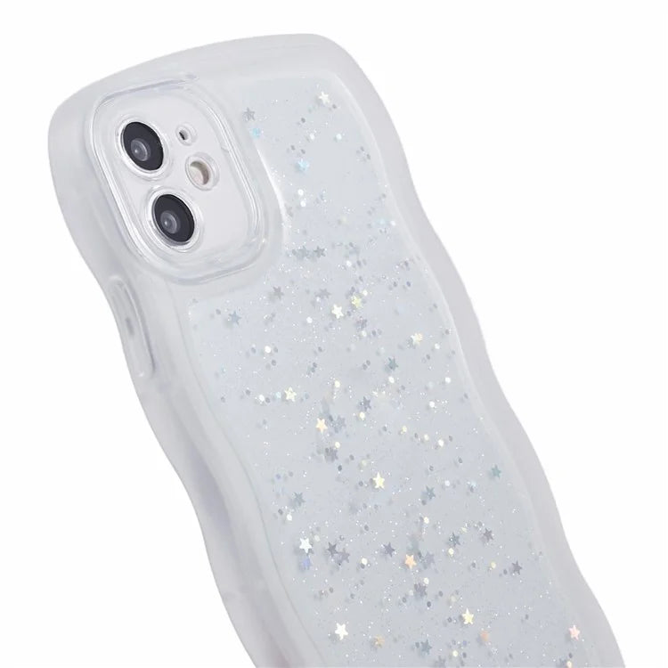 JTW Series for iPhone 12 Case Wavy Edge Star Sequins Epoxy Phone Cover