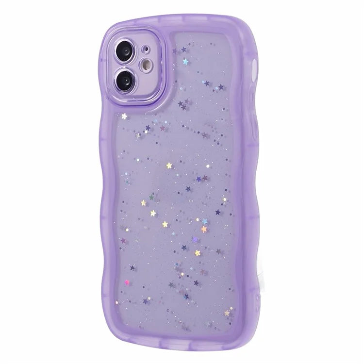 JTW Series for iPhone 12 Case Wavy Edge Star Sequins Epoxy Phone Cover