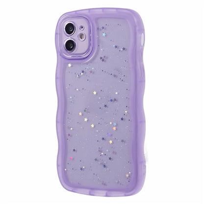 JTW Series for iPhone 12 Case Wavy Edge Star Sequins Epoxy Phone Cover