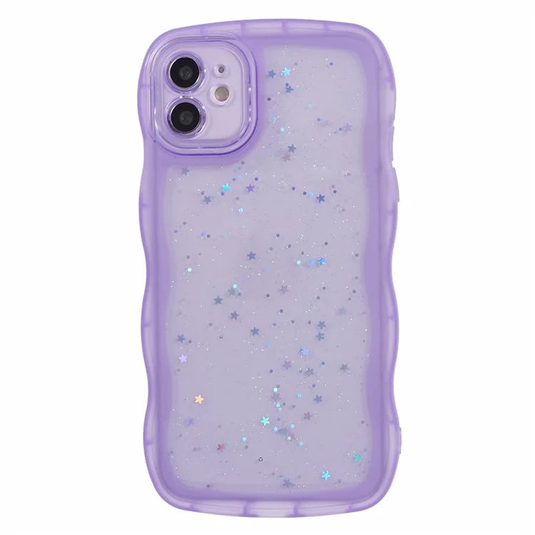 JTW Series for iPhone 12 Case Wavy Edge Star Sequins Epoxy Phone Cover