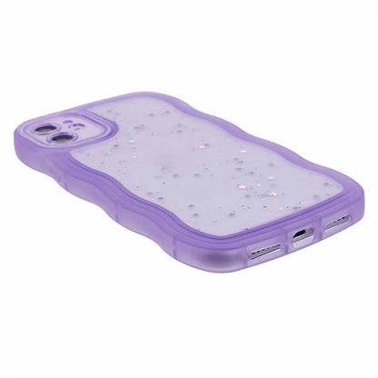JTW Series for iPhone 12 Case Wavy Edge Star Sequins Epoxy Phone Cover