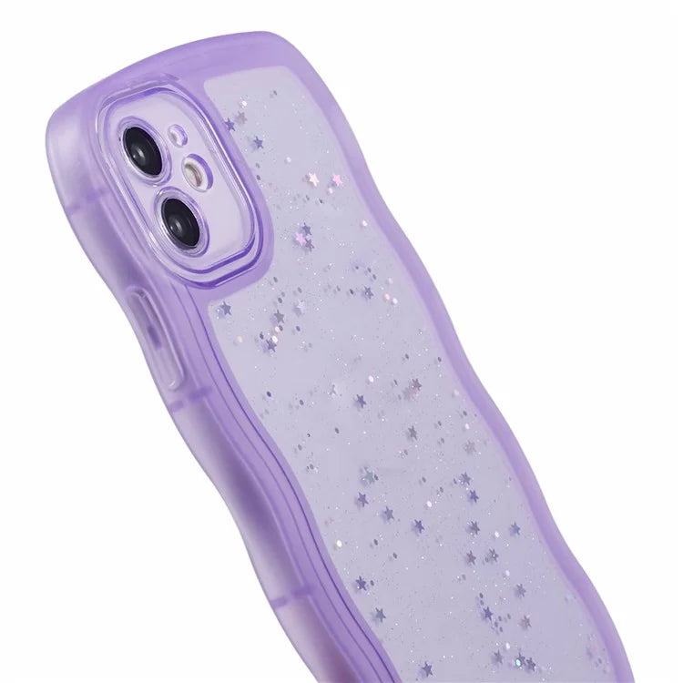 JTW Series for iPhone 12 Case Wavy Edge Star Sequins Epoxy Phone Cover