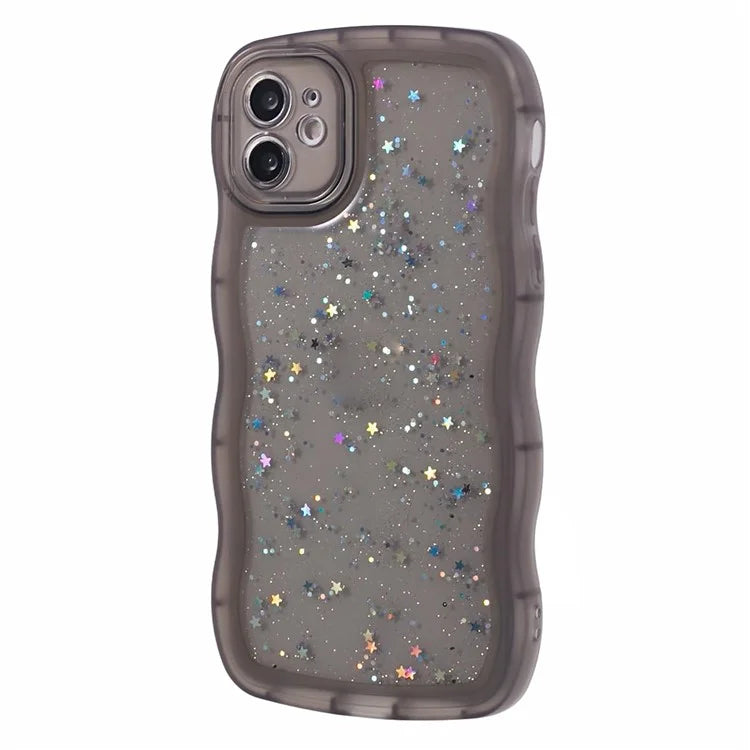 JTW Series for iPhone 12 Case Wavy Edge Star Sequins Epoxy Phone Cover