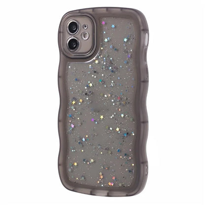 JTW Series for iPhone 12 Case Wavy Edge Star Sequins Epoxy Phone Cover