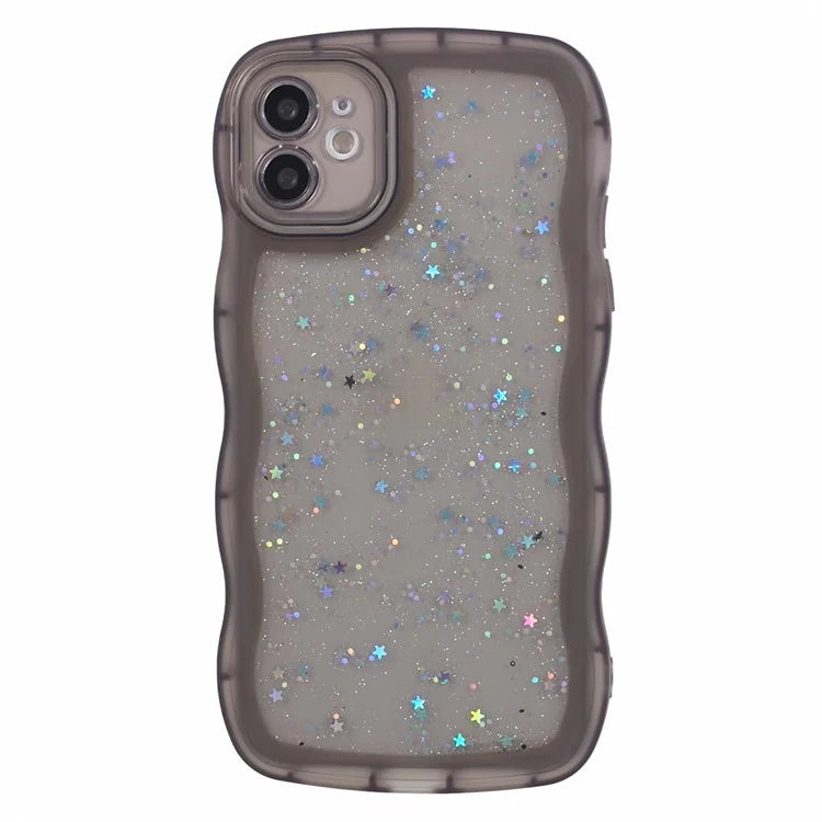 JTW Series for iPhone 12 Case Wavy Edge Star Sequins Epoxy Phone Cover