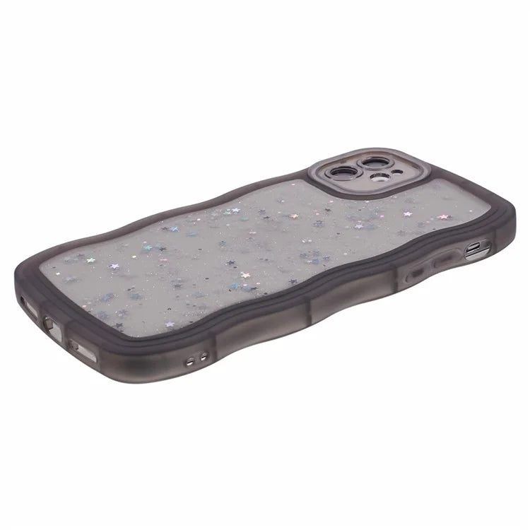 JTW Series for iPhone 12 Case Wavy Edge Star Sequins Epoxy Phone Cover