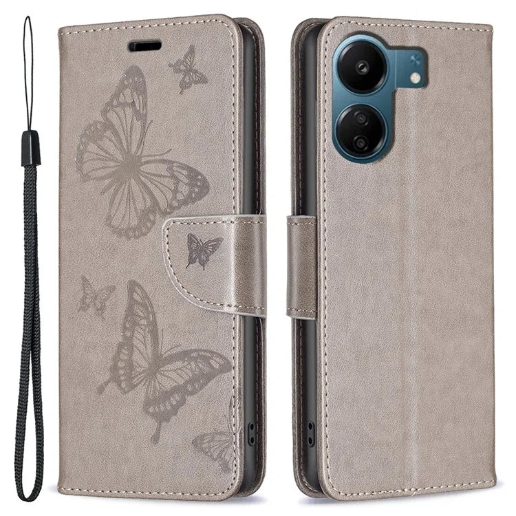 For Xiaomi Redmi 13C 4G / Poco C65 4G Case Butterfly Imprinted PU Leather Wallet Phone Cover