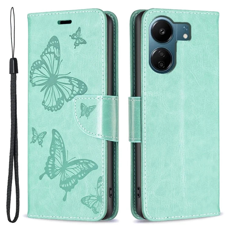For Xiaomi Redmi 13C 4G / Poco C65 4G Case Butterfly Imprinted PU Leather Wallet Phone Cover