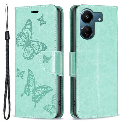 For Xiaomi Redmi 13C 4G / Poco C65 4G Case Butterfly Imprinted PU Leather Wallet Phone Cover