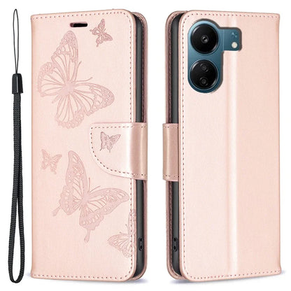For Xiaomi Redmi 13C 4G / Poco C65 4G Case Butterfly Imprinted PU Leather Wallet Phone Cover