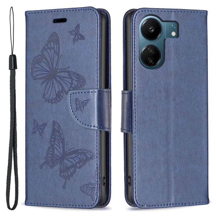 For Xiaomi Redmi 13C 4G / Poco C65 4G Case Butterfly Imprinted PU Leather Wallet Phone Cover