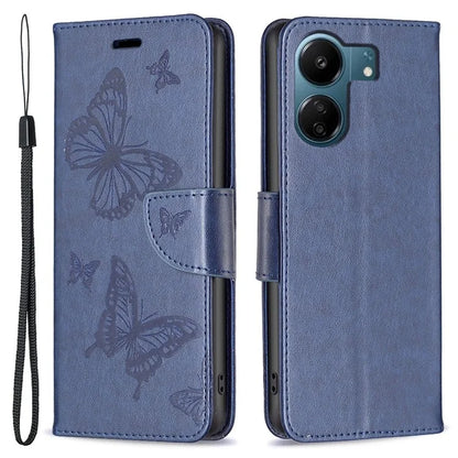 For Xiaomi Redmi 13C 4G / Poco C65 4G Case Butterfly Imprinted PU Leather Wallet Phone Cover