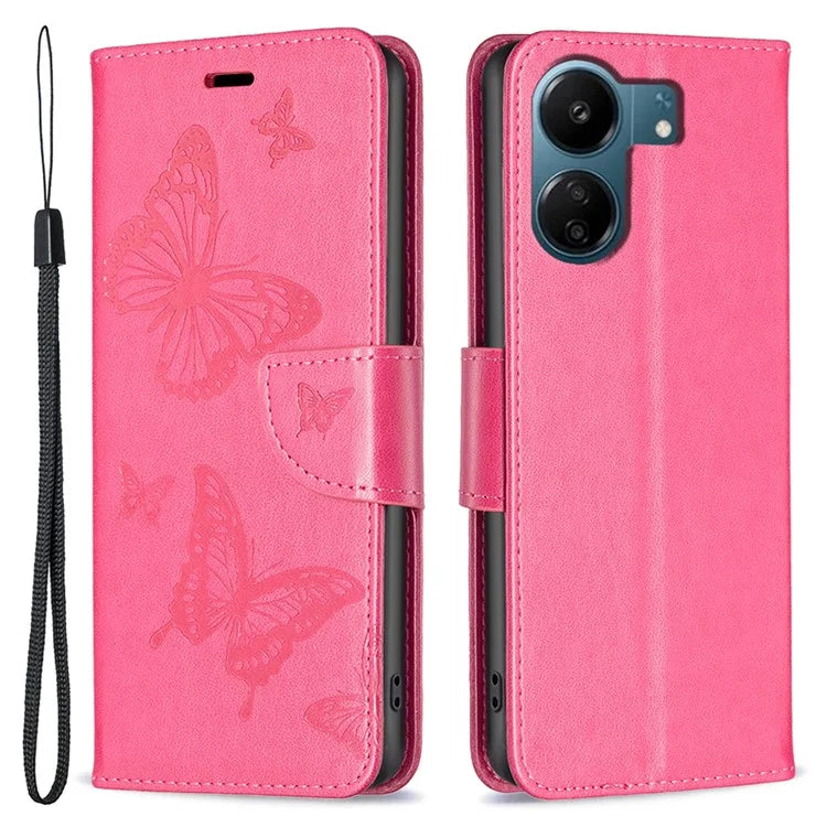 For Xiaomi Redmi 13C 4G / Poco C65 4G Case Butterfly Imprinted PU Leather Wallet Phone Cover