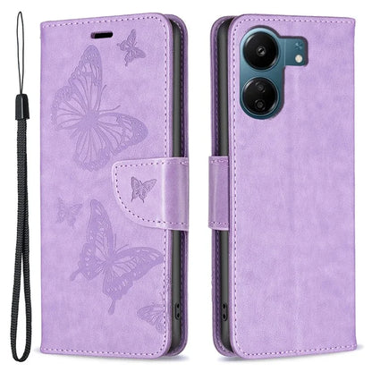 For Xiaomi Redmi 13C 4G / Poco C65 4G Case Butterfly Imprinted PU Leather Wallet Phone Cover