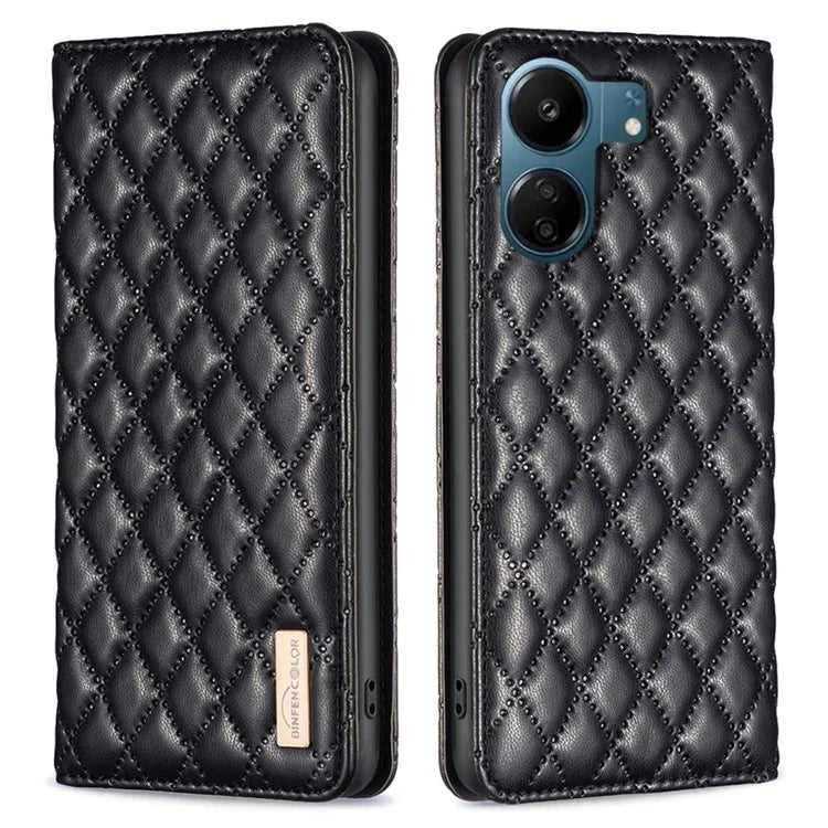 BINFEN COLOR BF Style-16 For Xiaomi Redmi 13C 4G / Poco C65 4G Case Card Holder Book Style Leather Cover