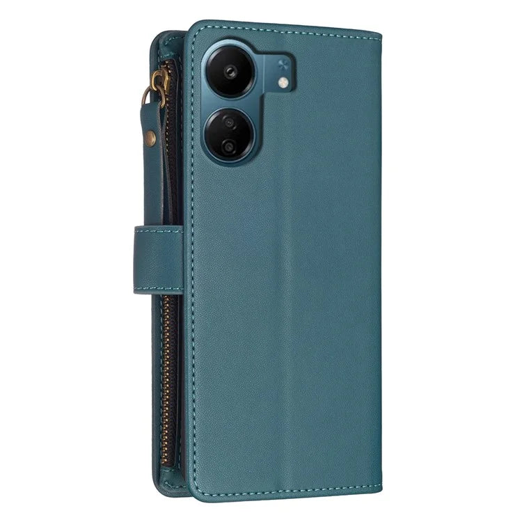 BF Style-19 for Xiaomi Redmi 13C 4G / Poco C65 4G Zipper Pocket Phone Wallet Case PU Leather Anti-drop Cover