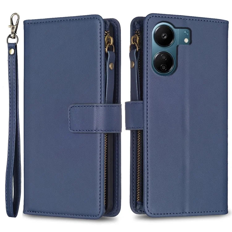 BF Style-19 for Xiaomi Redmi 13C 4G / Poco C65 4G Zipper Pocket Phone Wallet Case PU Leather Anti-drop Cover