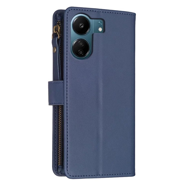 BF Style-19 for Xiaomi Redmi 13C 4G / Poco C65 4G Zipper Pocket Phone Wallet Case PU Leather Anti-drop Cover