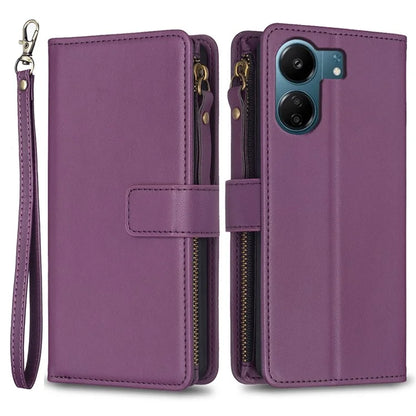 BF Style-19 for Xiaomi Redmi 13C 4G / Poco C65 4G Zipper Pocket Phone Wallet Case PU Leather Anti-drop Cover