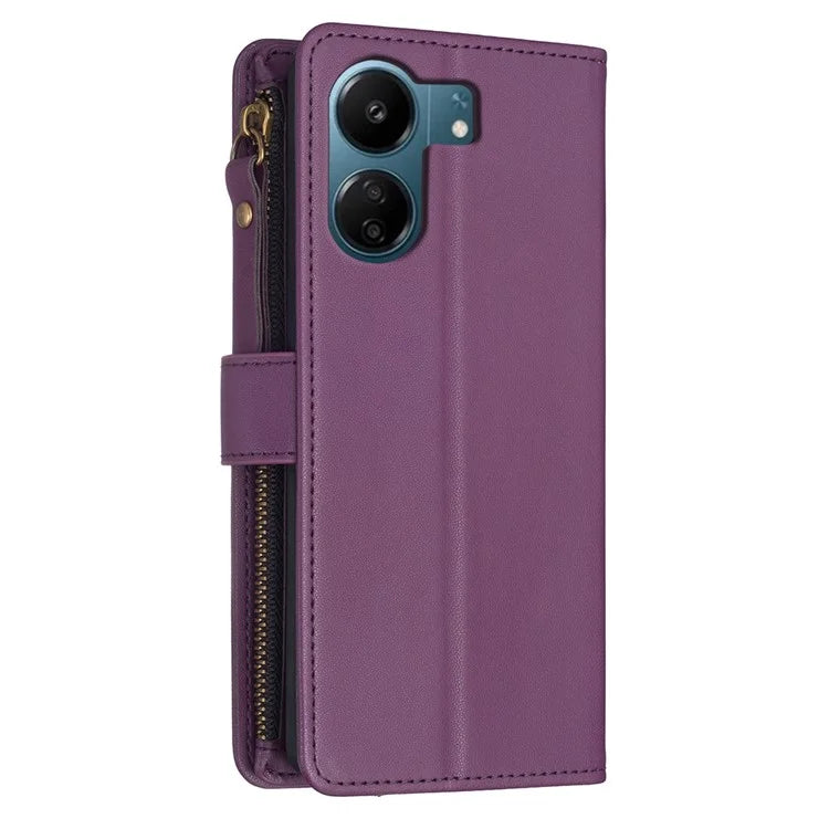 BF Style-19 for Xiaomi Redmi 13C 4G / Poco C65 4G Zipper Pocket Phone Wallet Case PU Leather Anti-drop Cover