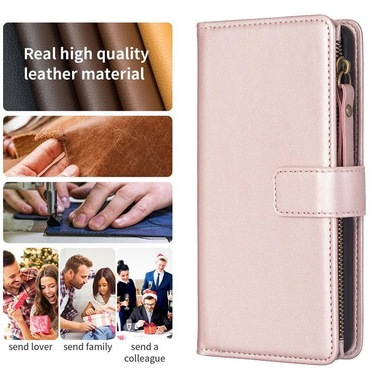 BF Style-19 for Xiaomi Redmi 13C 4G / Poco C65 4G Zipper Pocket Phone Wallet Case PU Leather Anti-drop Cover