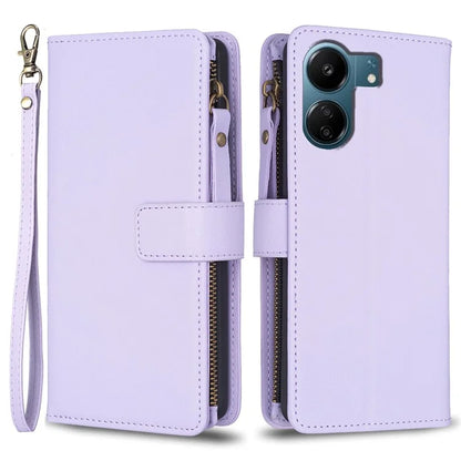 BF Style-19 for Xiaomi Redmi 13C 4G / Poco C65 4G Zipper Pocket Phone Wallet Case PU Leather Anti-drop Cover