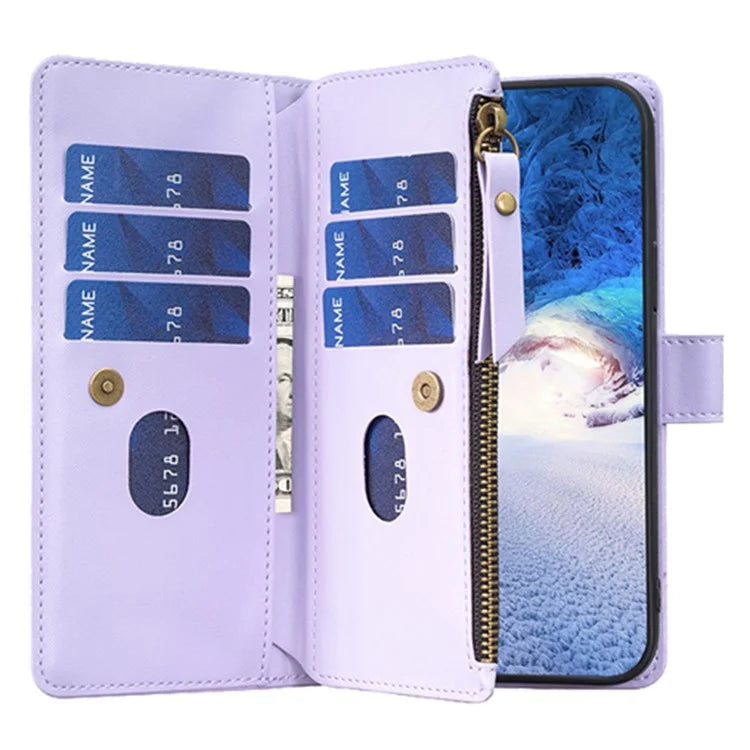 BF Style-19 for Xiaomi Redmi 13C 4G / Poco C65 4G Zipper Pocket Phone Wallet Case PU Leather Anti-drop Cover