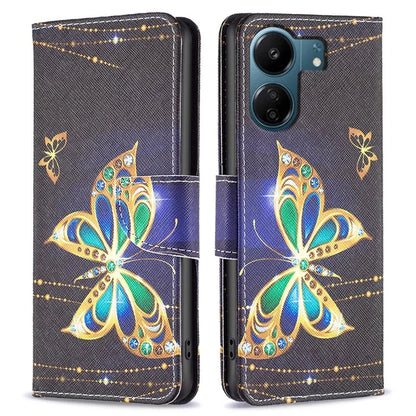 For Xiaomi Redmi 13C 4G / Poco C65 4G Case Pattern Printing Phone Wallet Stand Cover
