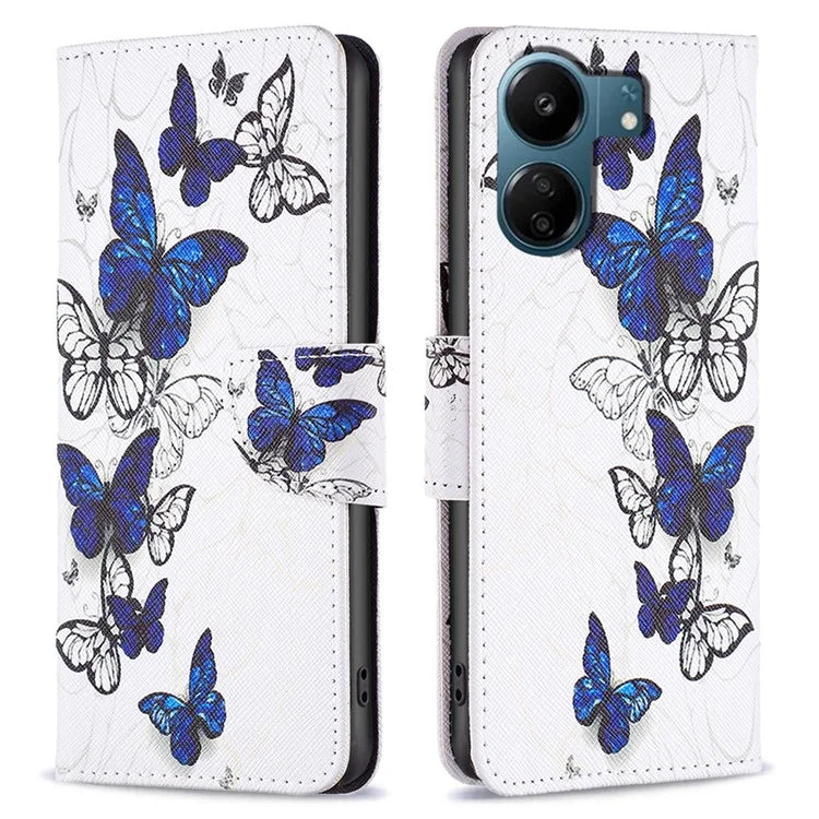 For Xiaomi Redmi 13C 4G / Poco C65 4G Case Pattern Printing Phone Wallet Stand Cover