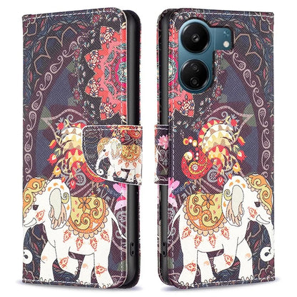 For Xiaomi Redmi 13C 4G / Poco C65 4G Case Pattern Printing Phone Wallet Stand Cover