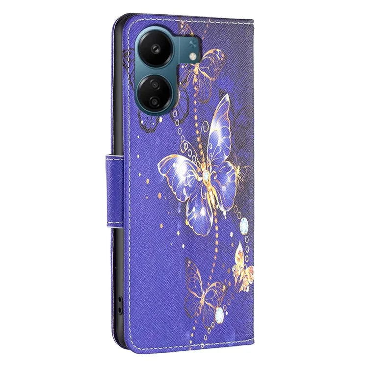 For Xiaomi Redmi 13C 4G / Poco C65 4G Case Pattern Printing Phone Wallet Stand Cover