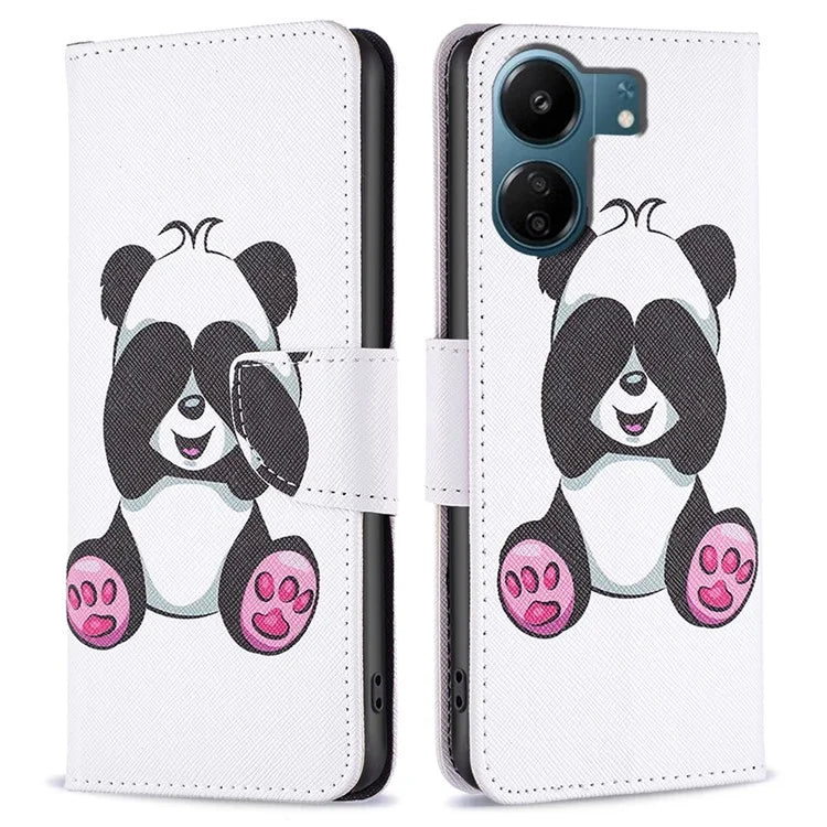 For Xiaomi Redmi 13C 4G / Poco C65 4G Case Pattern Printing Phone Wallet Stand Cover