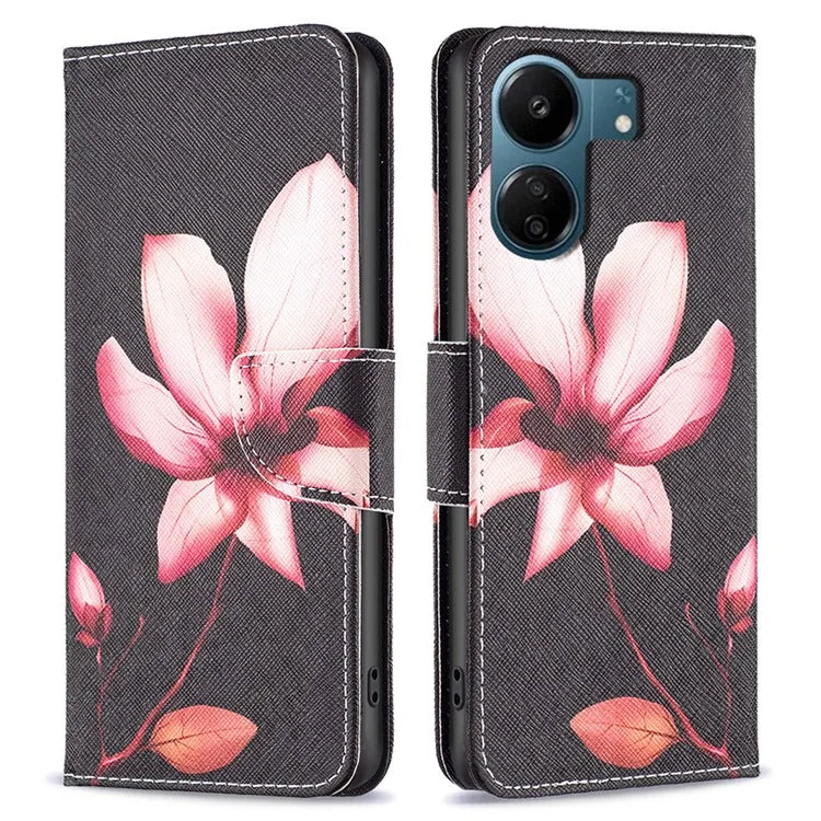For Xiaomi Redmi 13C 4G / Poco C65 4G Case Pattern Printing Phone Wallet Stand Cover