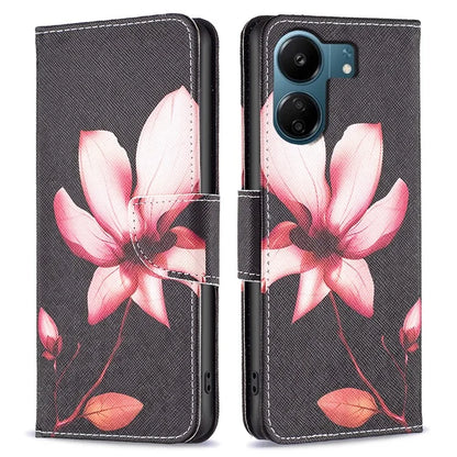 For Xiaomi Redmi 13C 4G / Poco C65 4G Case Pattern Printing Phone Wallet Stand Cover
