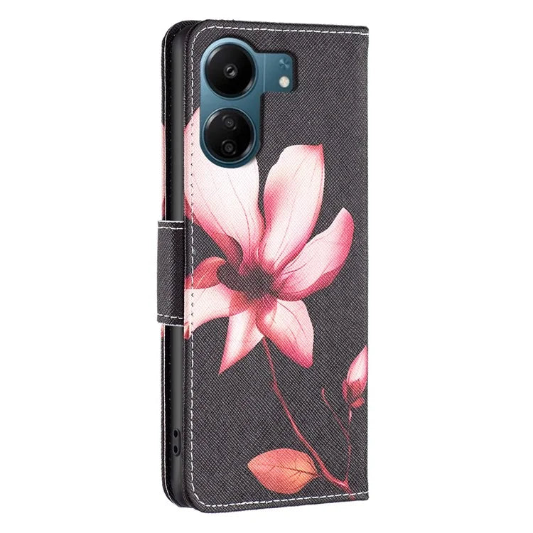 For Xiaomi Redmi 13C 4G / Poco C65 4G Case Pattern Printing Phone Wallet Stand Cover