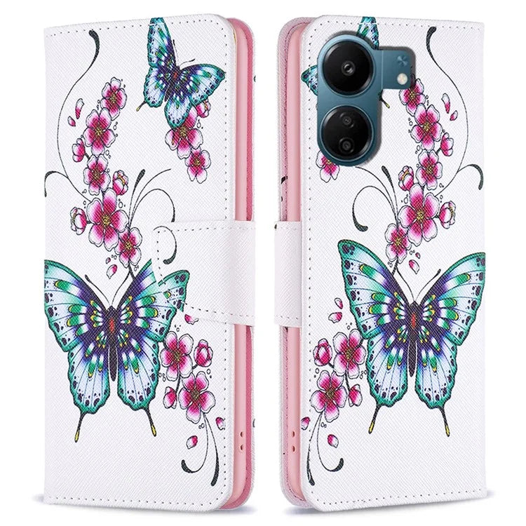 For Xiaomi Redmi 13C 4G / Poco C65 4G Case Pattern Printing Phone Wallet Stand Cover