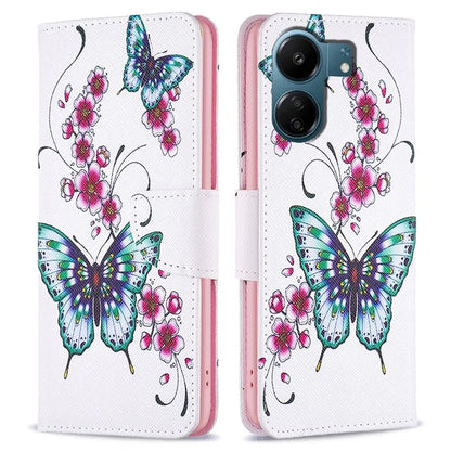 For Xiaomi Redmi 13C 4G / Poco C65 4G Case Pattern Printing Phone Wallet Stand Cover