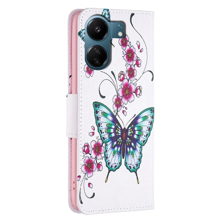 For Xiaomi Redmi 13C 4G / Poco C65 4G Case Pattern Printing Phone Wallet Stand Cover