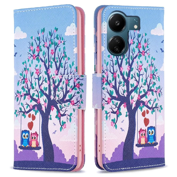 For Xiaomi Redmi 13C 4G / Poco C65 4G Case Pattern Printing Phone Wallet Stand Cover