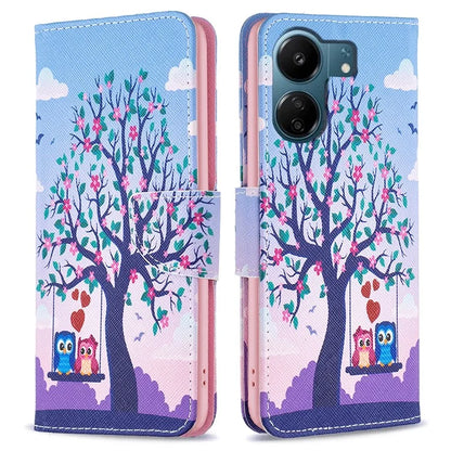 For Xiaomi Redmi 13C 4G / Poco C65 4G Case Pattern Printing Phone Wallet Stand Cover