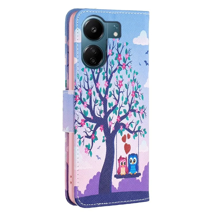 For Xiaomi Redmi 13C 4G / Poco C65 4G Case Pattern Printing Phone Wallet Stand Cover