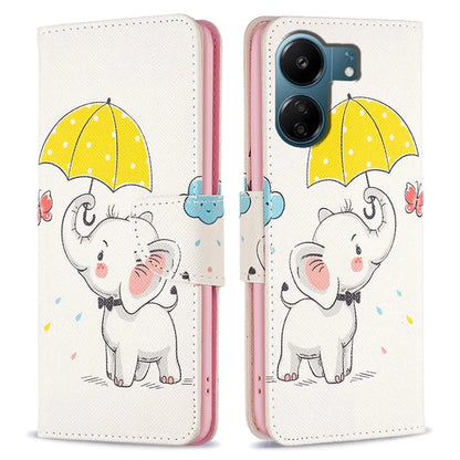 For Xiaomi Redmi 13C 4G / Poco C65 4G Case Pattern Printing Phone Wallet Stand Cover