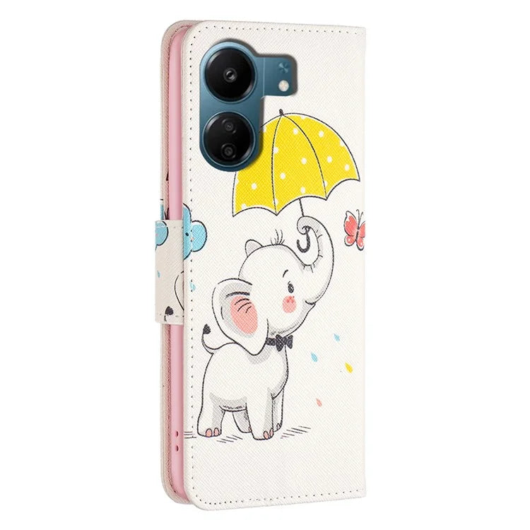 For Xiaomi Redmi 13C 4G / Poco C65 4G Case Pattern Printing Phone Wallet Stand Cover