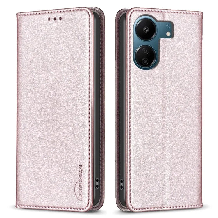 BINFEN COLOR BF18 For Xiaomi Redmi 13C 4G / Poco C65 4G Case Folio Flip PU Leather Phone Cover with Card Slots