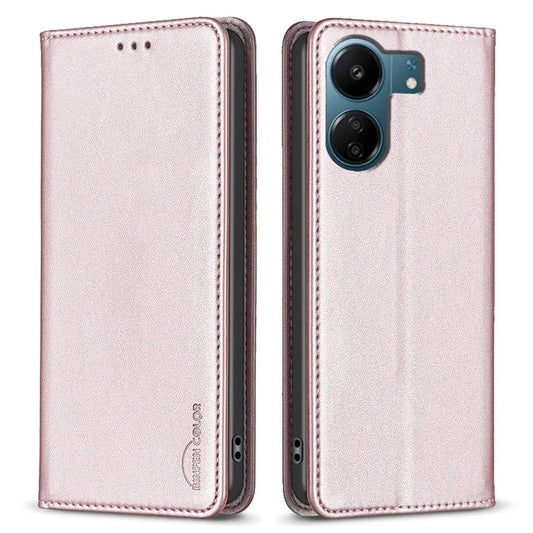 BINFEN COLOR BF18 For Xiaomi Redmi 13C 4G / Poco C65 4G Case Folio Flip PU Leather Phone Cover with Card Slots