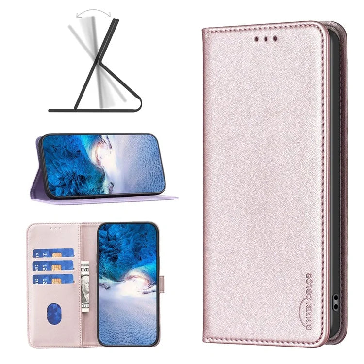 BINFEN COLOR BF18 For Xiaomi Redmi 13C 4G / Poco C65 4G Case Folio Flip PU Leather Phone Cover with Card Slots