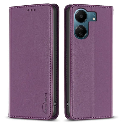 BINFEN COLOR BF18 For Xiaomi Redmi 13C 4G / Poco C65 4G Case Folio Flip PU Leather Phone Cover with Card Slots